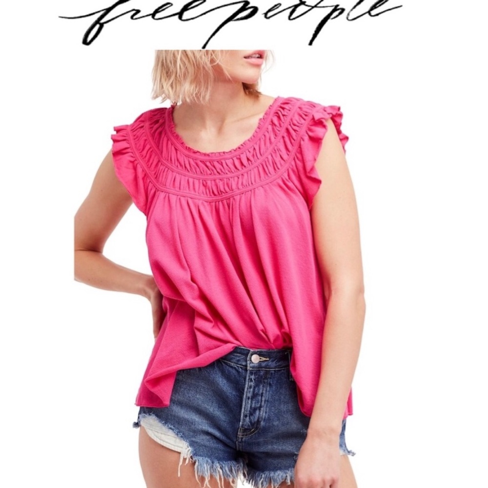 FREE PEOPLE Coconut Gathered Top